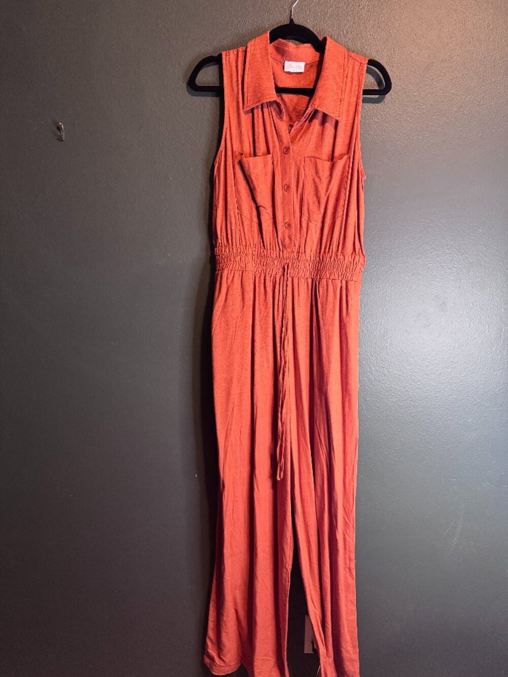Pink Lily collared sleeveless romper - Rust Orange
